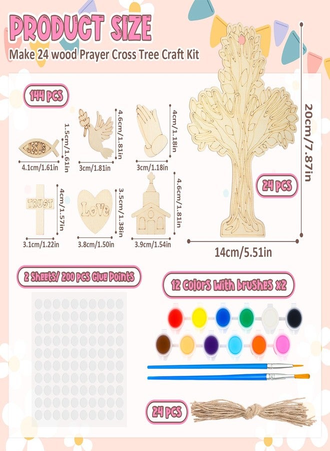 DoubleFill 24 Set Religious Easter DIY Crafts Jesus Wood Kit for Kids Christian Wooden Trees for Crafts Unfinished Wooden Crosses Ornaments for Vacation Bible School Sunday School Church Easter Decor - Image 2